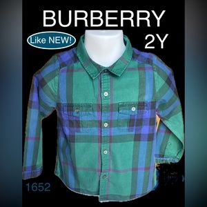 BURBERRY Mega Check L/S Button Down🔥Jewel Tones🔥💯% Cotton🔥FLAWLESS! 2Y